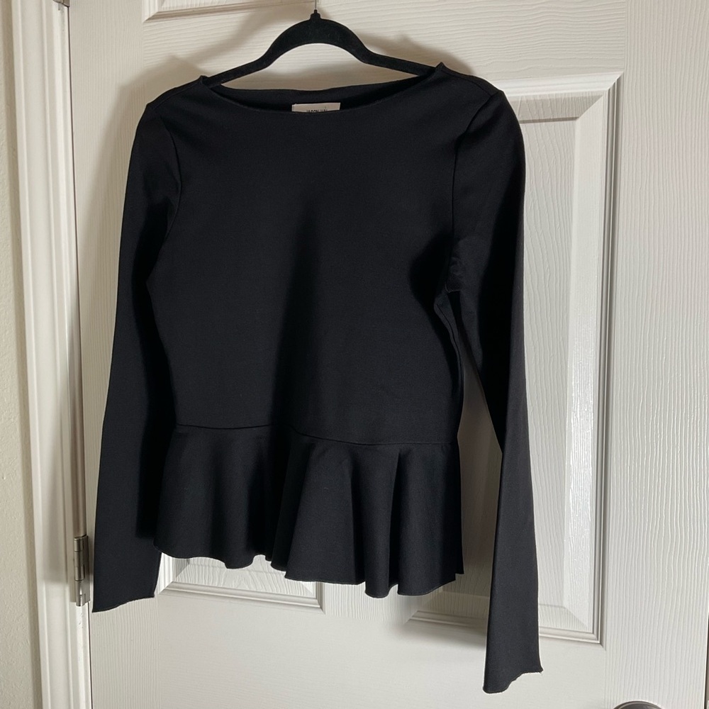 Jason Wu Black Long Sleeve Peplum Blouse Size small - Picture 2 of 8
